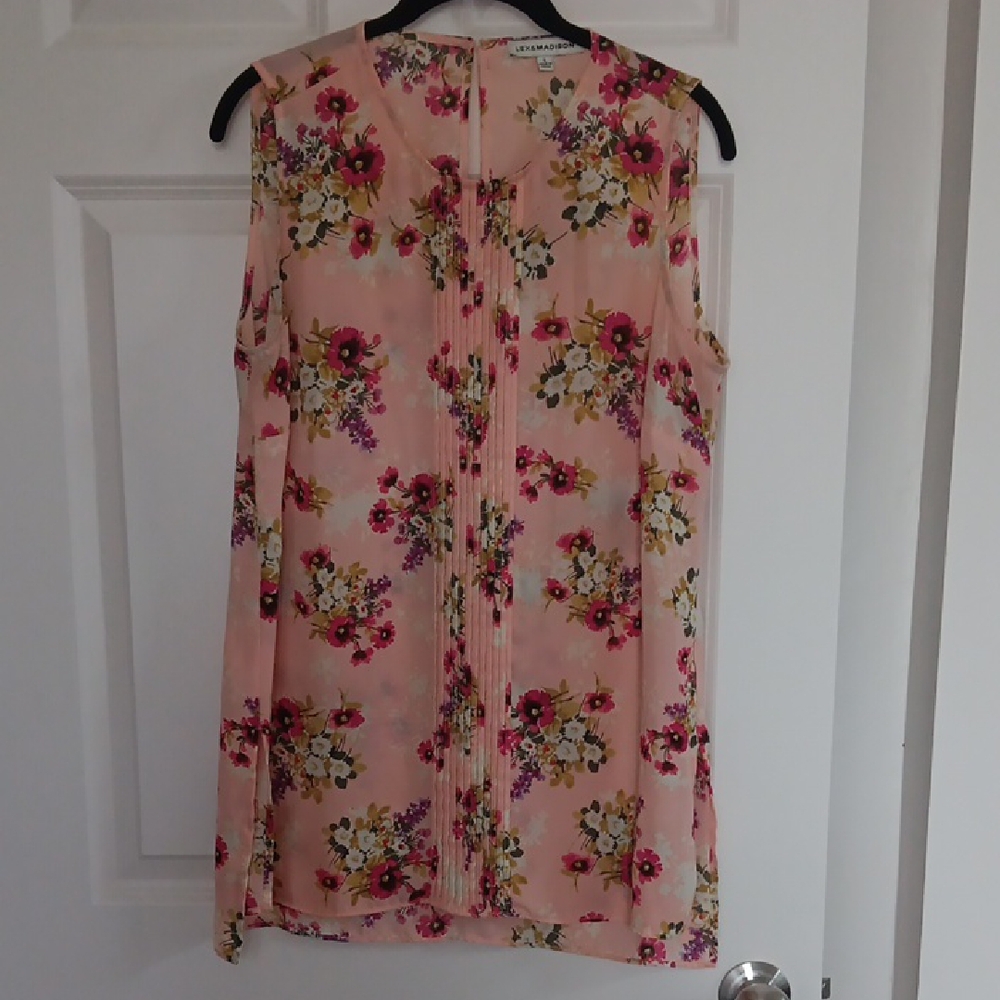 Lex & Madison Floral  Polyester Sleeveless Top Large